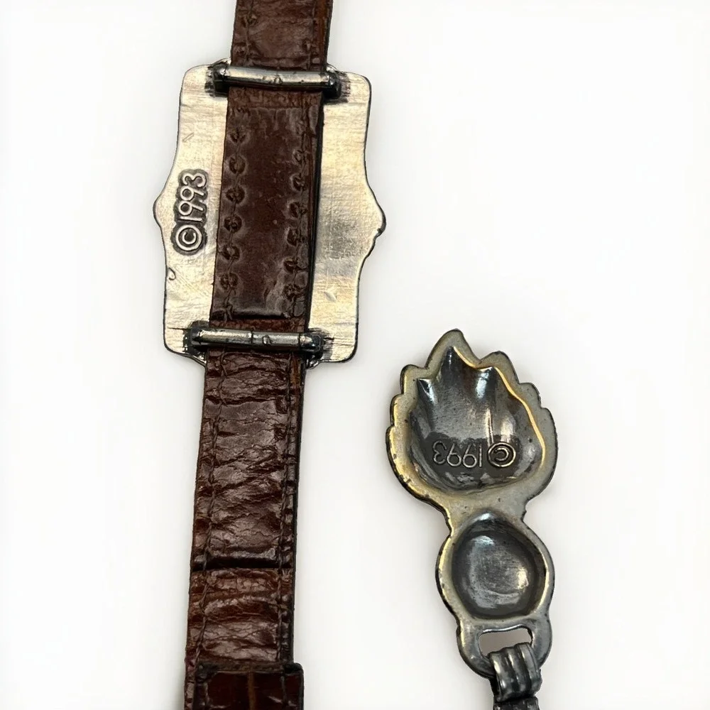 Vintage Brighton Women's Brown  Leather Concho Belt 1993 Made in USA